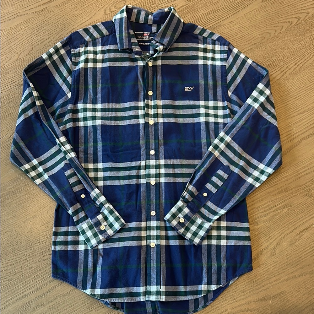 Vineyard Vines Blue and Green Casual Button Down Shirt